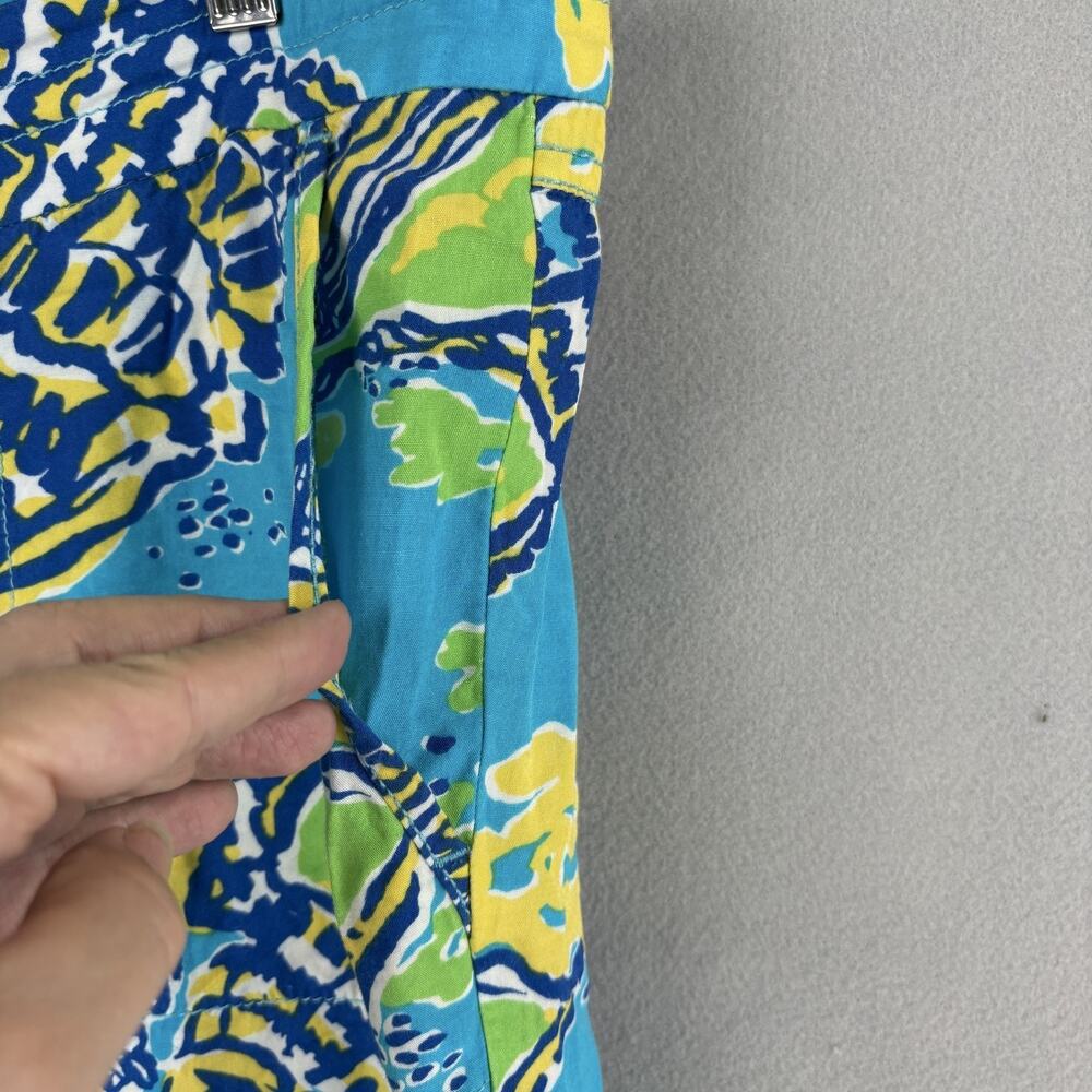 Lilly Pulitzer Pants Womens XL Blue Shell Print Rayon Straight Leg Tropical - Picture 3 of 16